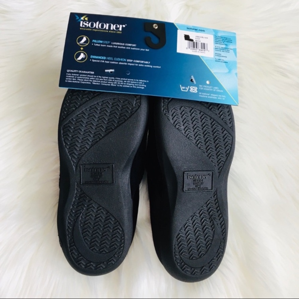 NWT Isotoner Women's Microterry Clog Slippers with Satin Trim - Picture 5 of 7